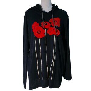 Marushka Happy Hoodie with Hand Print Poppies